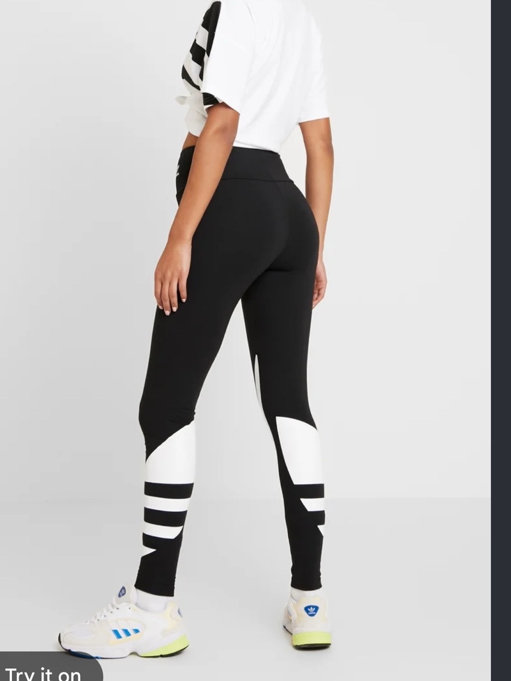 adidas Black and White Colorblock High-Waist Leggings